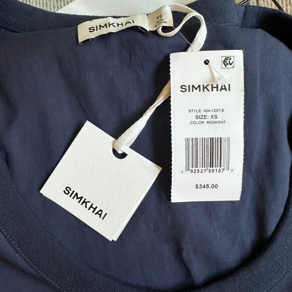 SIMKHAI Navy Pleated Drop Waist Sleeveless Dress‎ XS NWT Cotton $345 - Picture 9 of 10